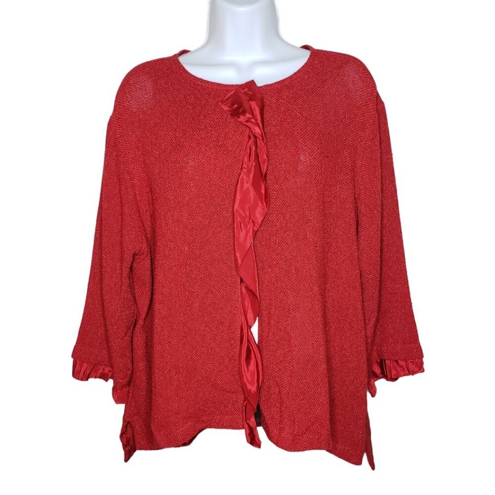 NWT MASAI Knit w/ Satin Trim Light Weight Red Juna Jacket Sz M (1456)